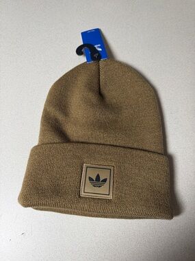 adidas Trefoil Cuffed Beanie Hat in Brown